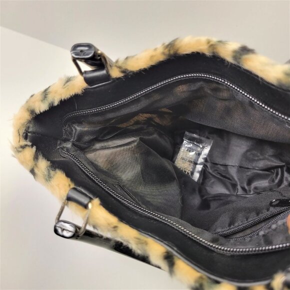 Animal Print Fuzzy Faux Fur Small Handbag - Picture 6 of 11